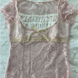 Gothic Pink Lace Cute T-shirts